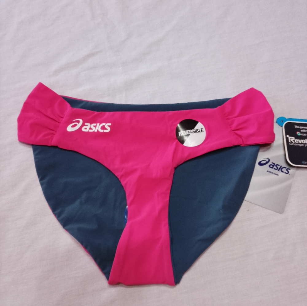 NWT Asics Keli Reversible Pink and Grayish Blue Bikini Bottom